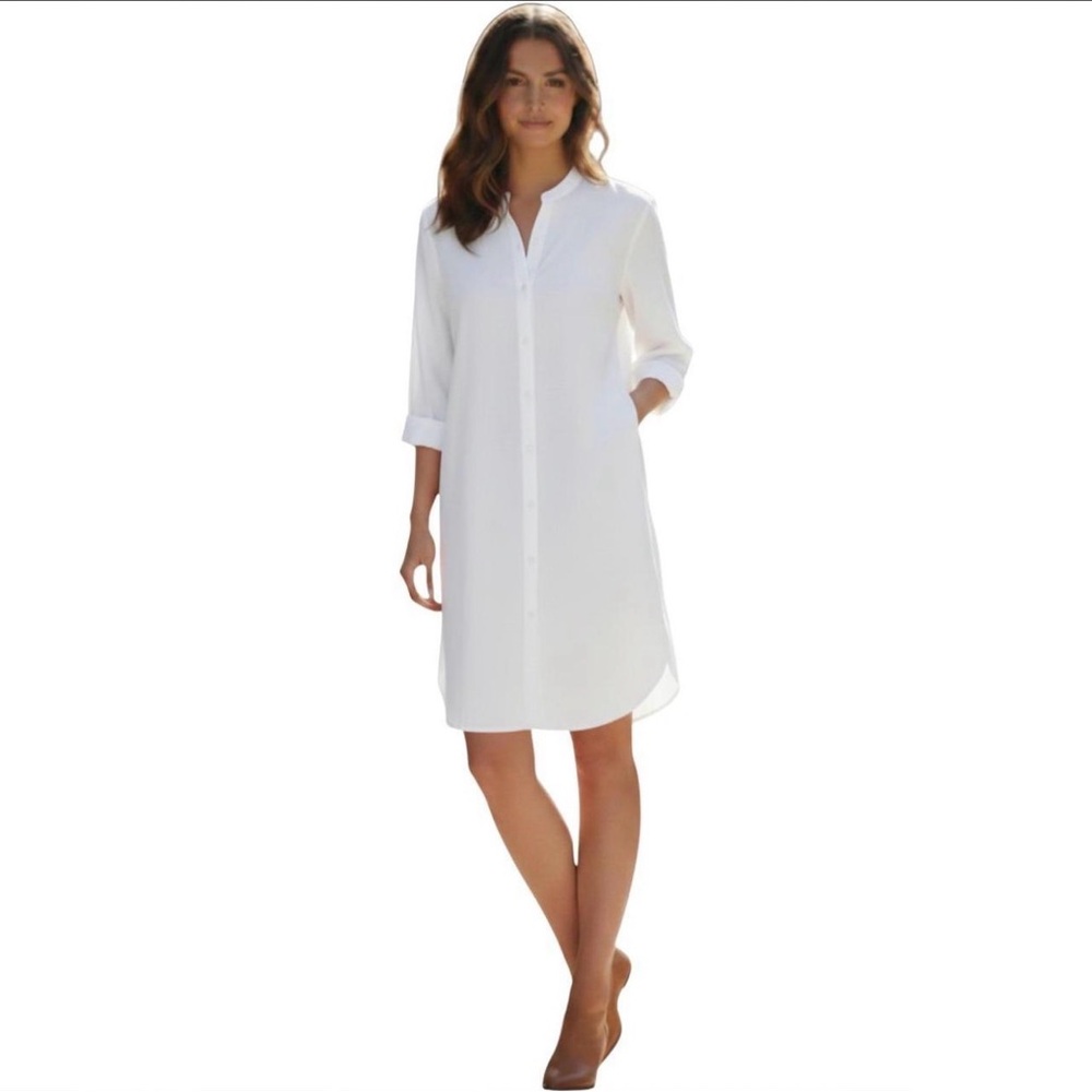 Summersalt Tunic Button-Up Shirt Womens L Long Sleeve Relaxed Fit Blouse coverup